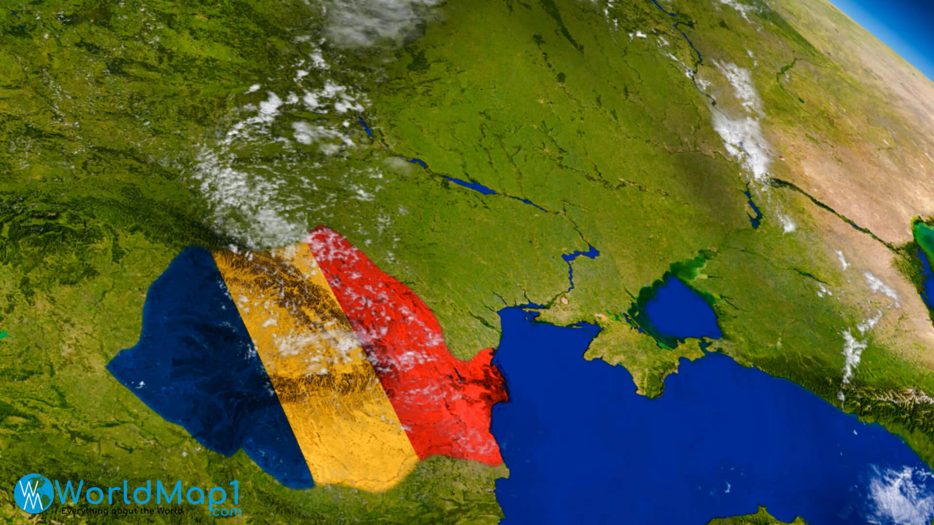 Romania Map with Moldova and Ukraine